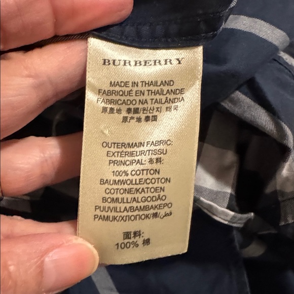 Burberry Brit Nelson Check Long Sleeve Sport Button Down Shirt Navy Trim Fit-XXL - Picture 11 of 12